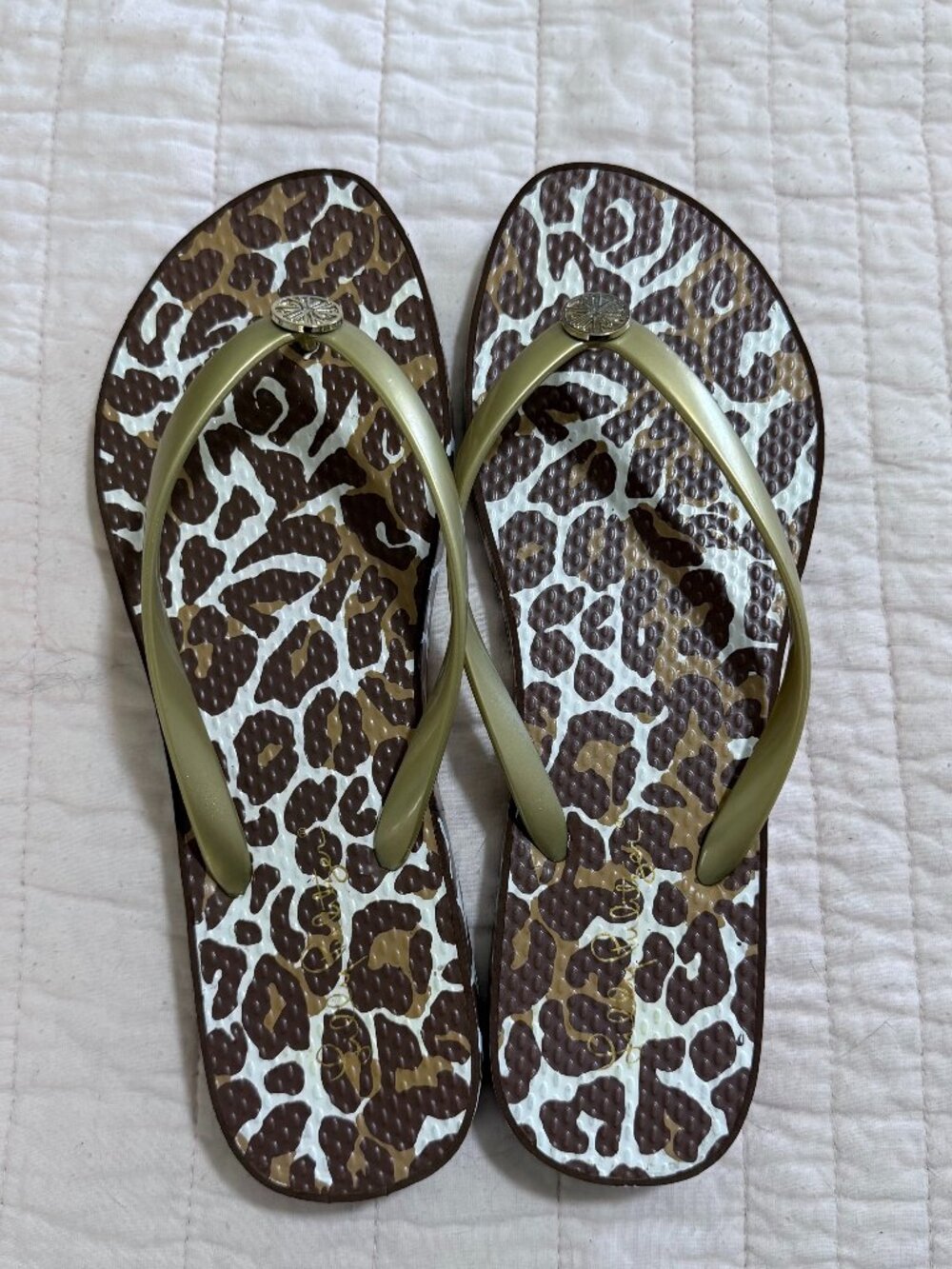 Lilly Pulitzer Leopard Print Flip Flops Size 9 Animal Print Sandals